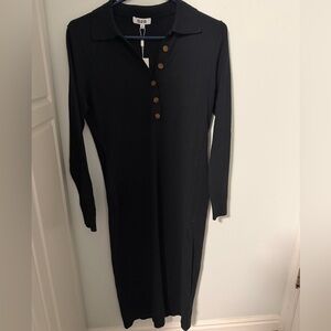525 America Black Long Sleeve Dress with Button Detail